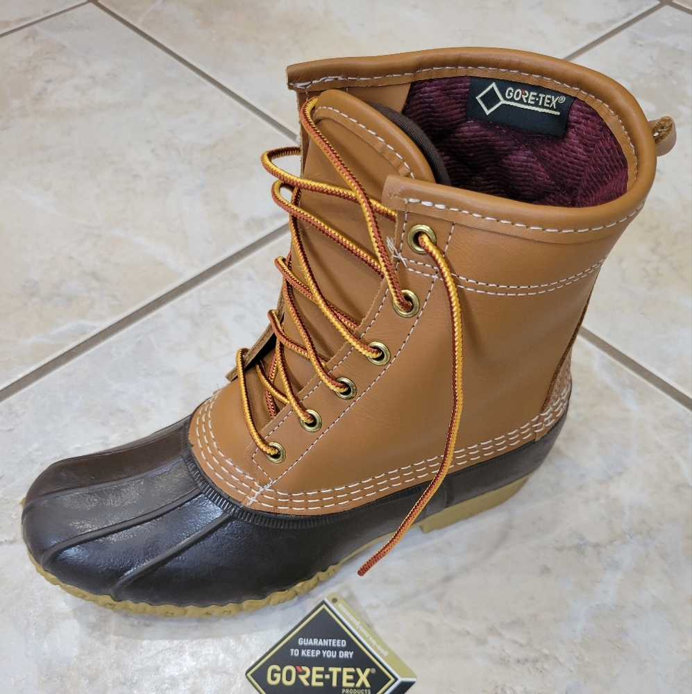 Land's End, 8" high Duck (Bean) boots, 8M, Tan/Brown